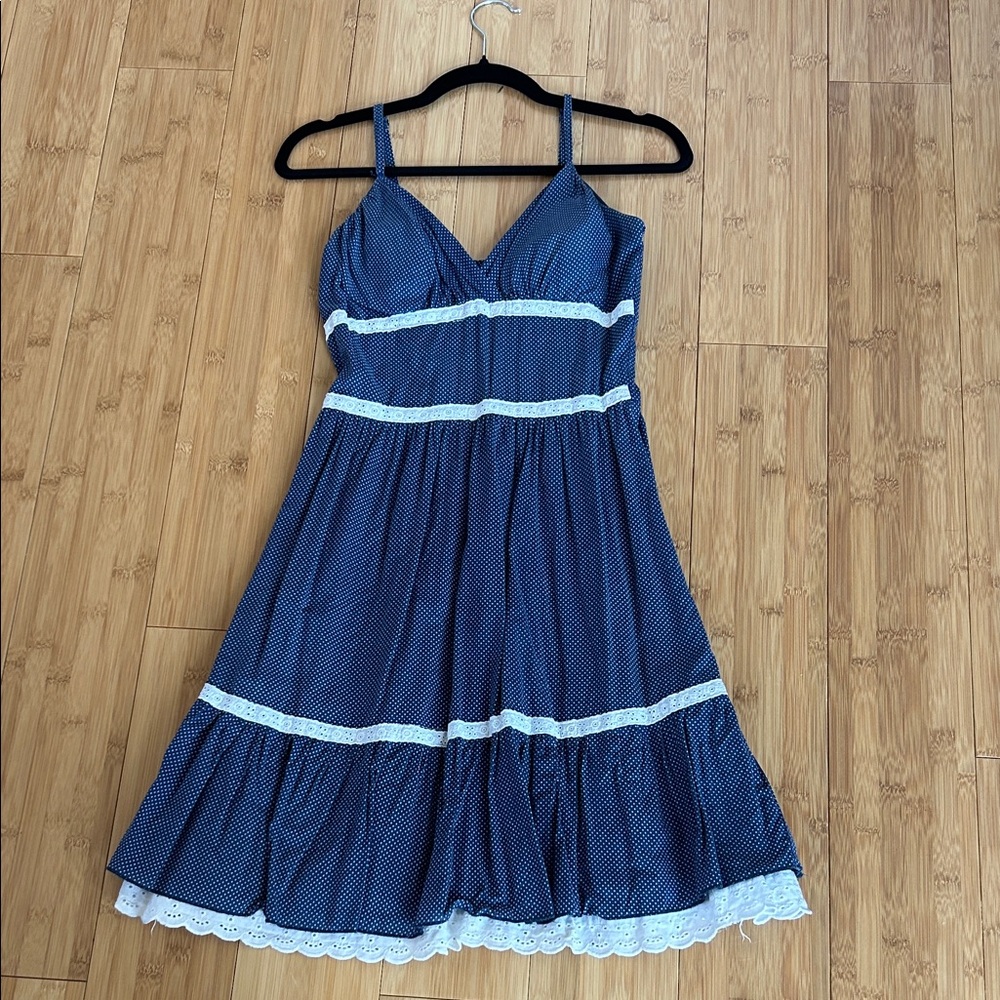 Vintage Polkadot Cottagecore Prairie Knee-Length Sundress with Gunne Sax Vibes